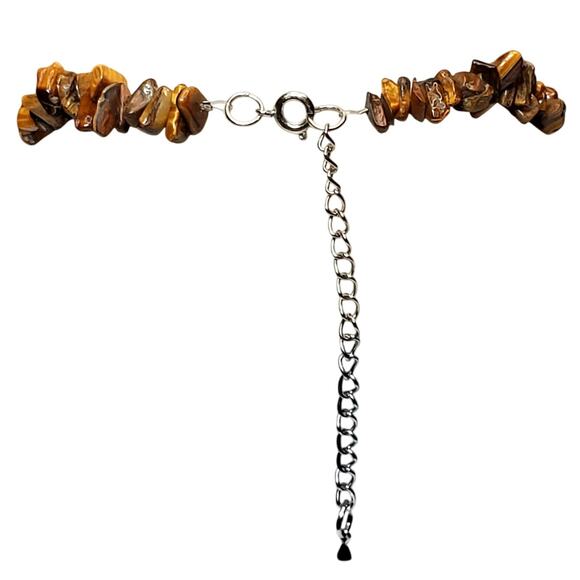 Tigers Eye Beaded Necklace 16" Unsigned Spring Ring Closure - Picture 2 of 4